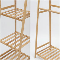 Bamboo Clothing Rack Multifunctional Freestanding Garment Rack Minimalist Furniture for Walk-Through Wardrobe