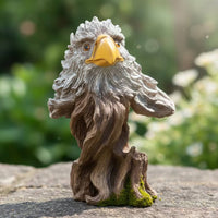 Wood-Grain Owl Ornament Details Decorative Resin Owl Figurine for Display