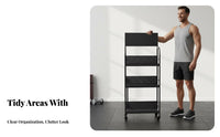 Mobile Design Dumbbell Kettlebell Storage Stand Space-Saving Home Gym Storage Rack Large Capacity Rolling Fitness Equipment Rack Sturdy Steel Construction for Garage, Apartment