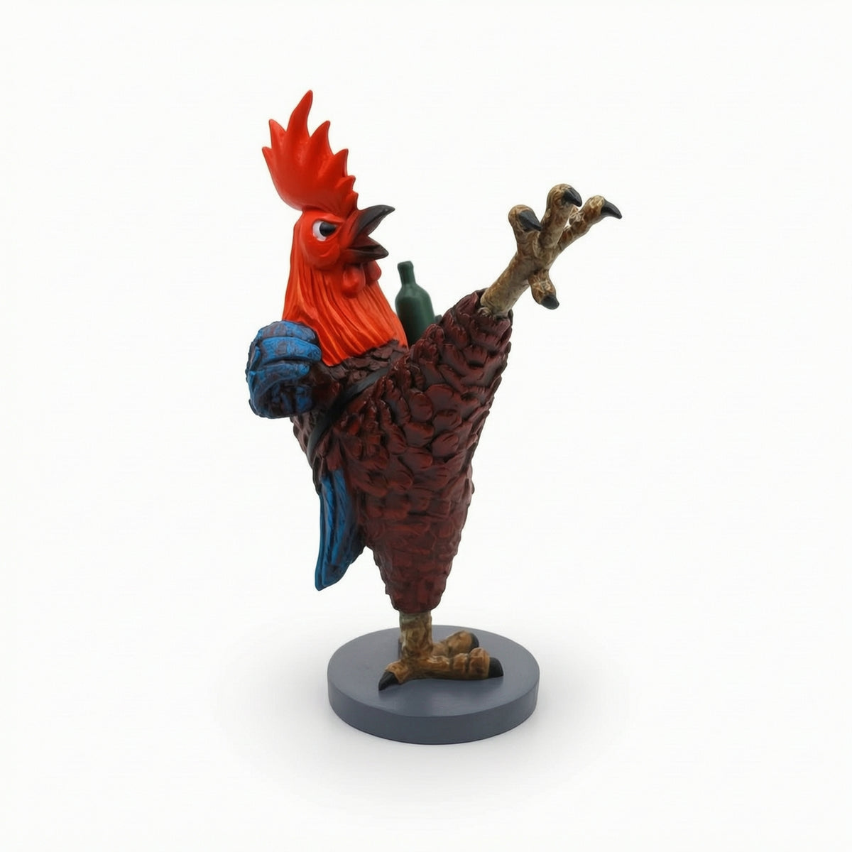 Kung Fu Cockerel Sculpture with Bottle Combat Arts Cockerel Figurine Funny Vivid for Collectors, Living Room, Entryway, Desk, Shelf