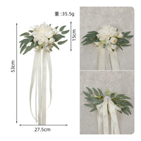 Chair Back Flowers with Ribbons Hanging Wedding Chair Back Flower Decorations Lightweight for Brides, Weddings, Receptions