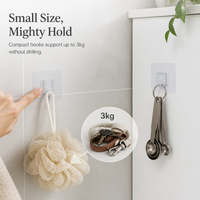 Strong Punch-Free Adhesive Hooks for Toothbrush Holders and Chopstick Caddies, Wall Mount Accessories