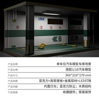 1:18 Wooden Parking Garage Model with Lights for Car Models