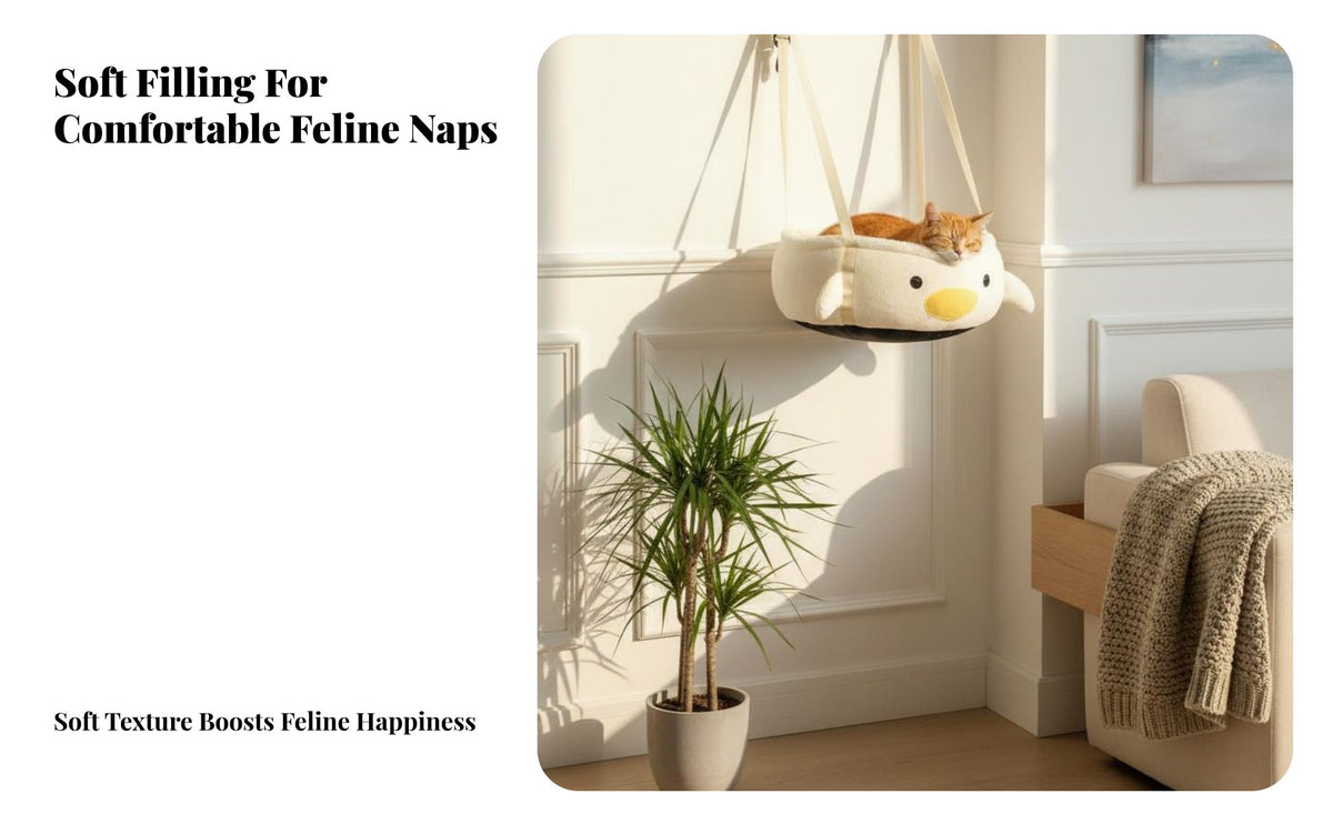 Easy to Hang Hanging Cat Sling Comfortable Round Cat Swing Bed Warm & Cozy Pet Furniture Space Saving for In a Enclosure, Indoors, Living Room, Bedroom