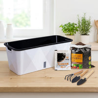 Large Automatic-Watering Planter Box, Outdoor Plant Pots for Balcony, 15L Grow Box with Soil & Plant Food, Synthetic Material