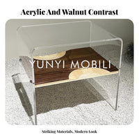 C-Shaped Accent Table Retro-Modernperiod Modern Nightstand Designer Inspired Space-Saving for Renters, Living Room, Small Spaces