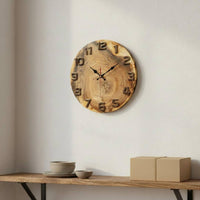 Wood Grain Wall Clock Natural Texture Rustic Round Clock for Living Room, Office