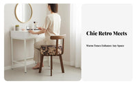 Swivel Vanity Stool Vintage Design Accent Chair Ergonomic Curved Backrest