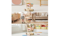 Wooden Shopping Cart Pretend Play Imaginative Shopping Cart Rounded Edges for Kids