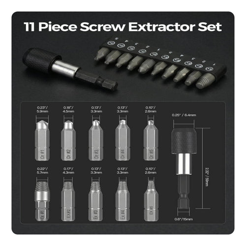 11 Pieces Stripped Screw Remover Kit Easy out Repair Tool Counterclockwise