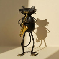 Metal Feline Figure Figurine Tabletop Cat Figurine Whimsical Ornaments for Desk