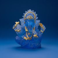 Resin Ganesha Ornament Translucent Ganesha Statue Gold Accents for Living Room