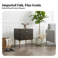 Nightstand with Storage Smoked Finish Bedside Cabinet Industrial Look for Adults
