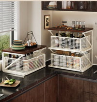 Kitchen Spice Rack Multi-layer Storage Organizer with Drawer for Tableware, Bowls, Plates