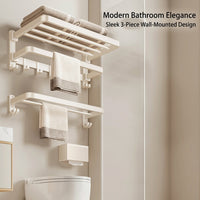 Wall Mounted Rack and Hanging for Bathroom Hardware, Multi-Functional Towel Storage for Washroom and Powder Room