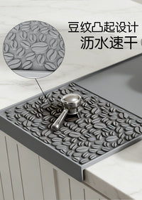 Coffee Machine Silicone Mat with Edge, Tamper Mat, Bar Counter Kitchen Non-Slip Mat, Water Absorbent Silicone Pad