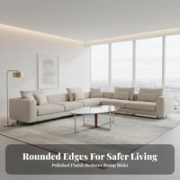 Two-Levellevel Oval Table Tempered Glass Top Living Room Furniture Minimalist Design Rounded Edges for Homeowners, Adults
