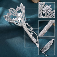 Bridal Bouquet Holder Crystal-Like Bouquet Handle with Tassel Easy to Carry Accessory for Brides, Florists, Weddings