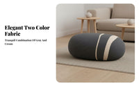 Nordic Design Curved Patchwork Pouf Wabi-Sabi Aesthetic Low Stool sophisticated design Ottoman Two-Tone for Art Lovers, Interior Designers, Living Room, Lounge Area, Bedroom, Entryway