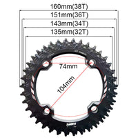 Mountain Bike Square Taper Crank 152mm with 104BCD Narrow-Wide Chainring 32T/34T/38T