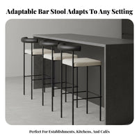 Minimalist High-Legged Stool Padded Backrest Counter Chair Upholstered Seat