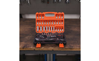 53 Pieces Socket Set with Hard Shell Case Polished Chrome Socket Wrench Set Organized Tool Kit with Hard Shell Case for Vehicle Owners, Garage