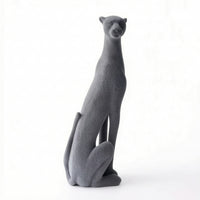 Leopard Figurine Flocked Leopard Statue Velvet-Textured Ornament for Decorators, Shelf