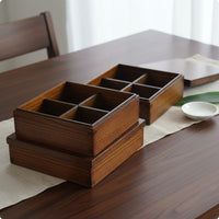 Wood Bento Box Stackable Compartment Food Container Reusable Meal Prep Container for Sushi
