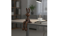 Hare Figurine with Dangling Legs Wood-Grain Bunny Shelf Sitter Rustic Hare Figurine for Windowsill, Desk