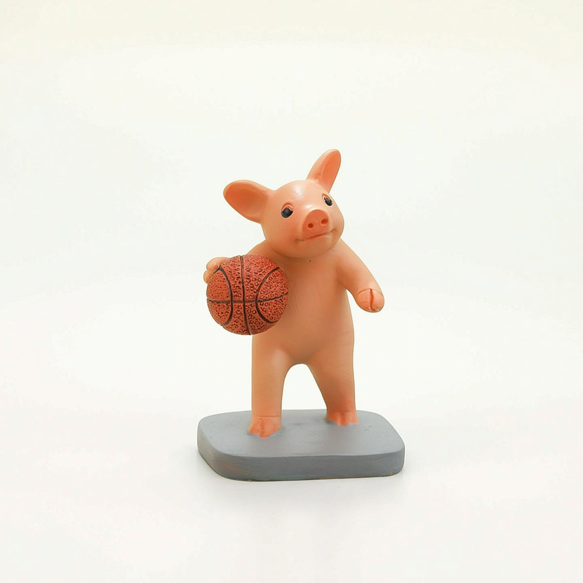Resin Pig Figurine with Basketball Cute Pig Figurine Small Ornament Funny for Collectors