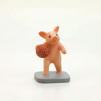 Resin Pig Figurine with Basketball Cute Pig Figurine Small Ornament Funny for Collectors