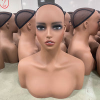 双肩欧美假发头模 饰品围巾睫毛假发展示半身模特头模PVC材质模型