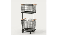 Rolling Laundry Basket Cart Breathable Two-Tier Laundry Cart Space-Saving