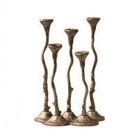 Cast Aluminum Candle Holder Sculptural Metal Candelabra Tabletop
