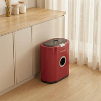 Press Top Trash Can with Lid Compact Slim Wastebasket Low-Profile for Bedroom