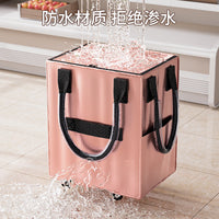 Thickened Wheeled Shopping Bag with Folding Luggage Cart, Dual-Purpose Large Capacity Storage Bag