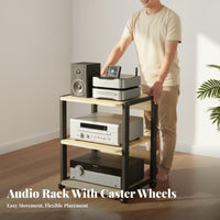 High-Fidelity Equipment Rack With Wheels Mobile Audio Component Shelf Space-Saving Multi-Tier AV Equipment Shelf for Audiophiles