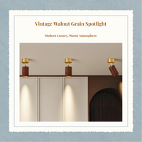 Adjustable Walnut Ceiling Light, Rotatable LED Flush Mount