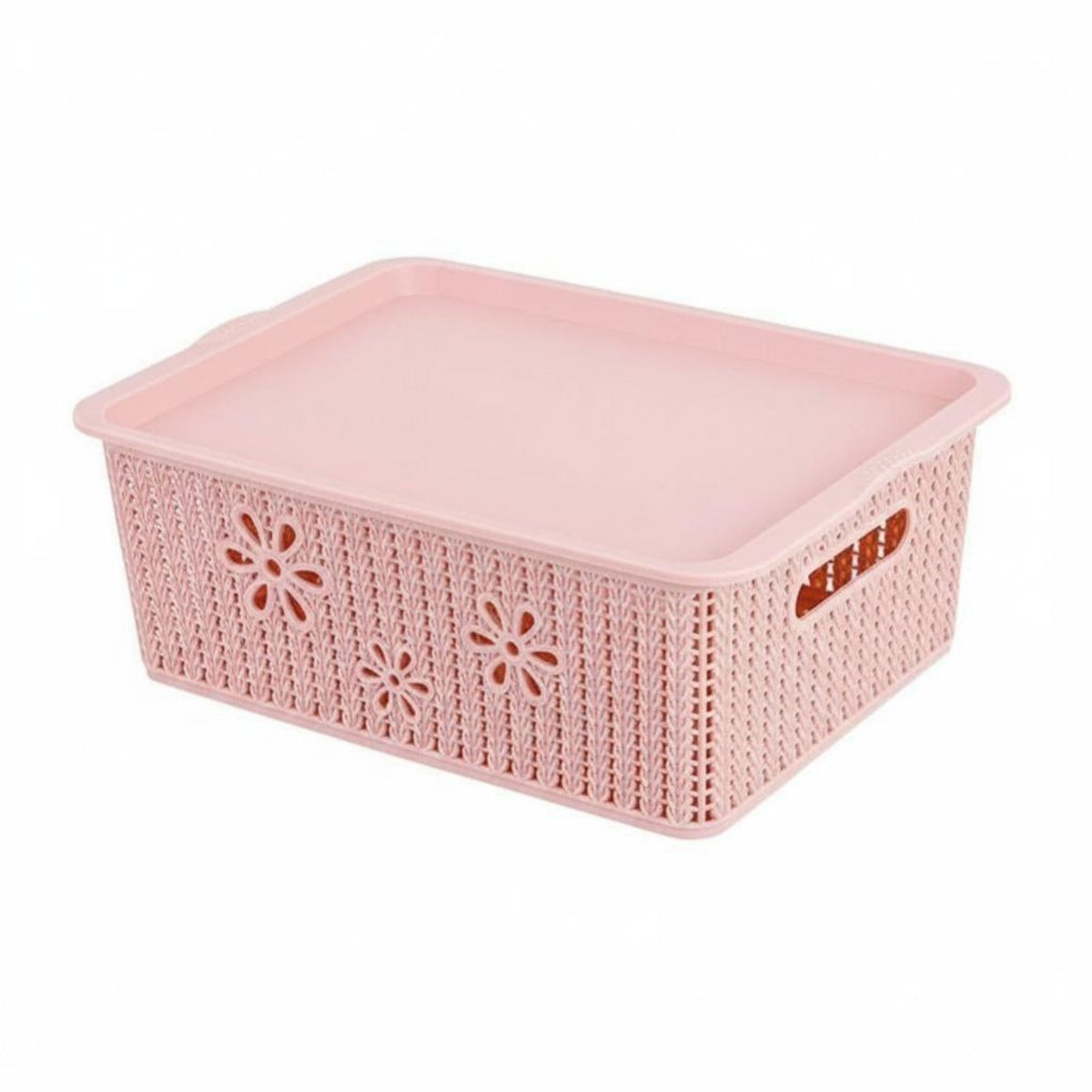 Lidded Woven-Pattern Box adaptable Storage Container Decorative for Students
