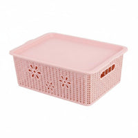 Lidded Woven-Pattern Box adaptable Storage Container Decorative for Students