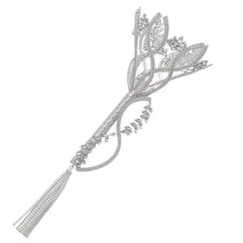 Bridal Bouquet Holder Crystal-Like Bouquet Handle with Tassel Easy to Carry Accessory for Brides, Florists, Weddings