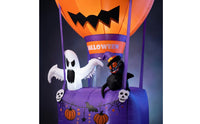 Outdoor Jack-O'-Lantern Balloon with Basket Lighted Pumpkin Inflatable with Ghost Illuminated Inflatable Hot Air Balloon Inflate for Homeowners, Party Hosts, Yard, Garden