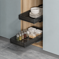Under-sink Storage Basket, Drawer-Type Storage, 20cm Width, Slide-Type, Metal, Marble-Pattern PVC Base