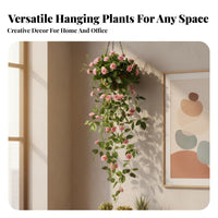 Ready to Hang Artificial Hanging Flower Realistic Look Fake Hanging Basket Plant Real Looking Faux Trailing Flower Vine Low Maintenance for Business Owners, Garden Enthusiasts, Indoor, Balcony, Restaurant, Wedding