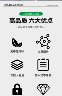 五金工具箱工业级家用多功能塑料防水箱三层折叠电工车载维修..