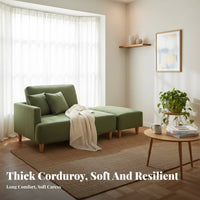 Retro Design Corduroy Loveseat Nordic Aesthetic Corduroy Settee space-saving Size Upholstered Couch Comfy Upholstery for Apartment Dwellers, Small Families, pairs, Living Room, Bedroom, Lounge Area