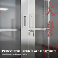 Heavy Duty Stainless Steel Fire Equipment Cabinet Lockable Emergency Gear Display Cabinet Adjustable Shelves Fire Fire Containment Unit Storage Box for Safety Officers, Construction Site Managers, Business Owners, Factories, Warehouses, Office Buildings
