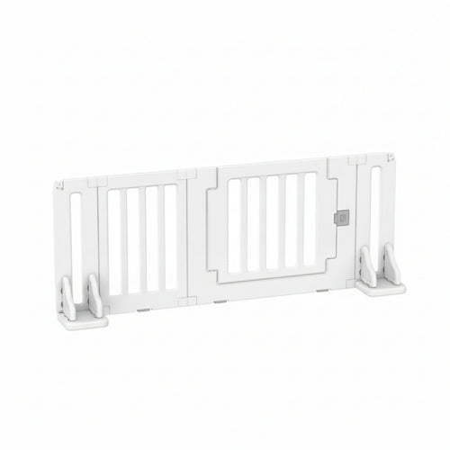 Pet Gate with Door Plastic Freestanding Pet Gate Long-Lasting for Hallways