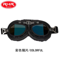 Classic Matte Black Frame Angled Goggles for Retro Helmets