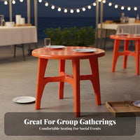 Table and Chair Set Umbrella Hole Compatible Food Stall Furniture Heavy Duty Outdoor Table and 6 Chairs for Families, Beach, Garden, Backyard